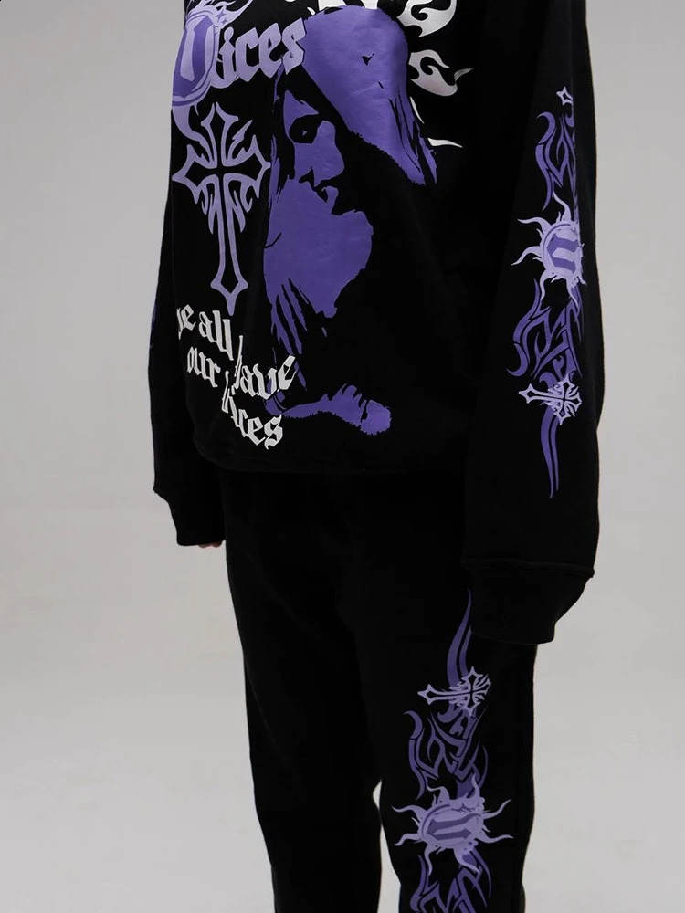 Zip Hoodie Rhinestone demon goth Sweatshirt Sport Coat Pullover Gothic Y2k Long Sleeve Oversized hoodie jacket Mens hoodies emo 240810