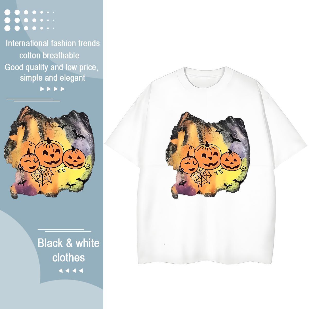 Wholesale Men T Shirts pumpkin Breathable Short Sleeve Street Casual Custom Printing 230g 100% Cotton Men Tees Fashion Designer Tops
