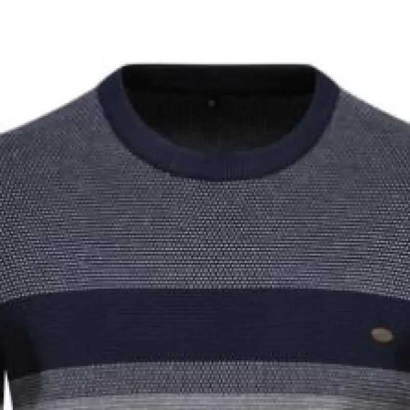 2023 Autumn Retro Long Sleeved Mens Sweater Slim Fit Round Neck StripeXJ240814