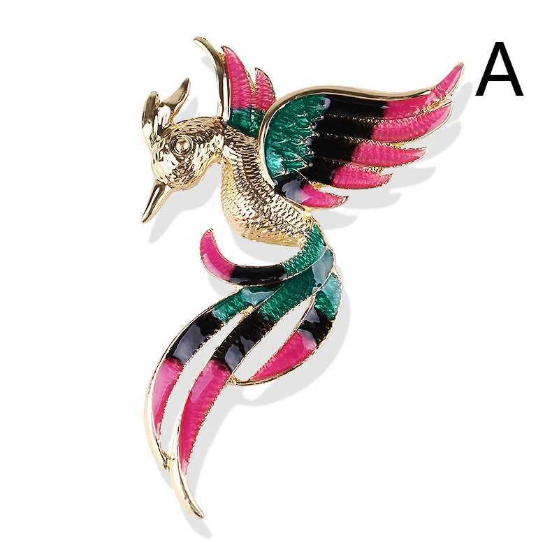 Multi colored bird brooch female flamingo phoenix Mandarin duck animal brooch jewelry accessories enamel crystal bird brooch W240815