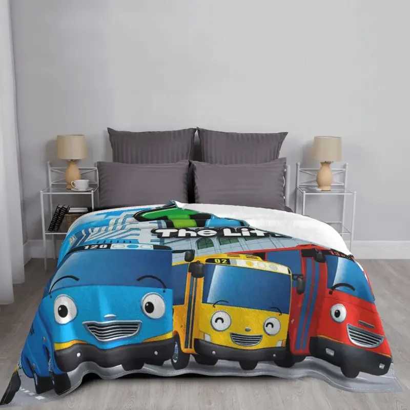 Tayo The Little Bus Blanket anime cartoon cute for kids Fleece Throw Blankets Bedding Couch Personalised Soft Warm Bedspread Y240815