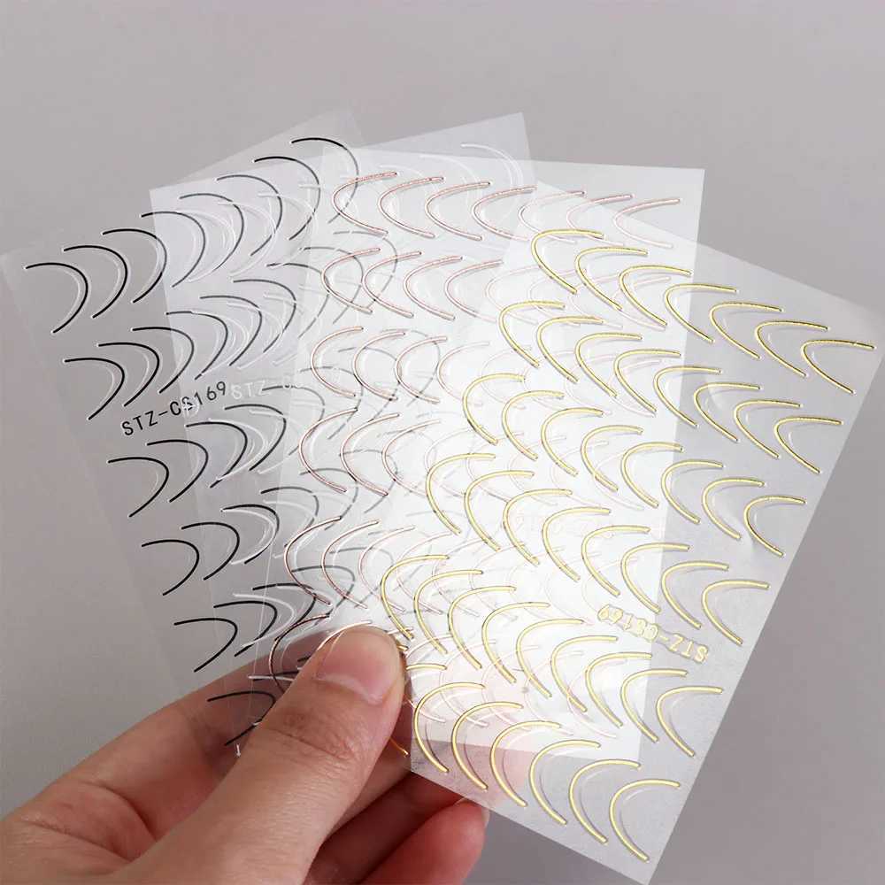 3D French Lines Nail Stickers DIY Nail Decoration Metal Stripe Lines Self Adhesive Nail Art Sliders Water Decal StickerXJ240814