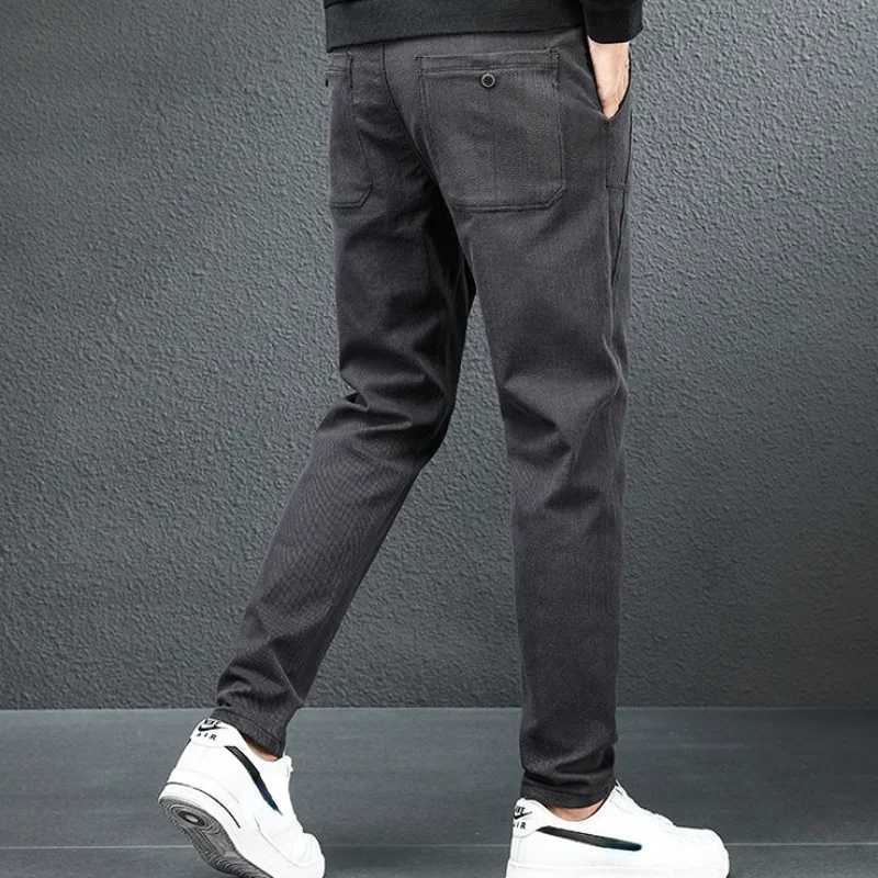 Trouser mens slim fit mens casual pants business pocket free delivery cotton fashion sales streetwear Harajuku new fashionW240725