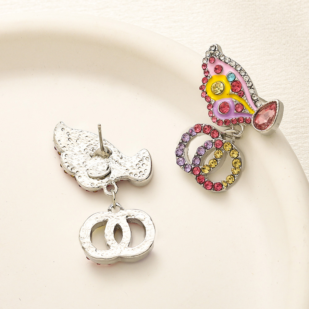 Luxury Earrings Stud 18K Plated 925 Silver Designers Double Letters Studs Chic Women Crystal Rhinestone Pearl Earring for Special Occasions Jewelry Mu