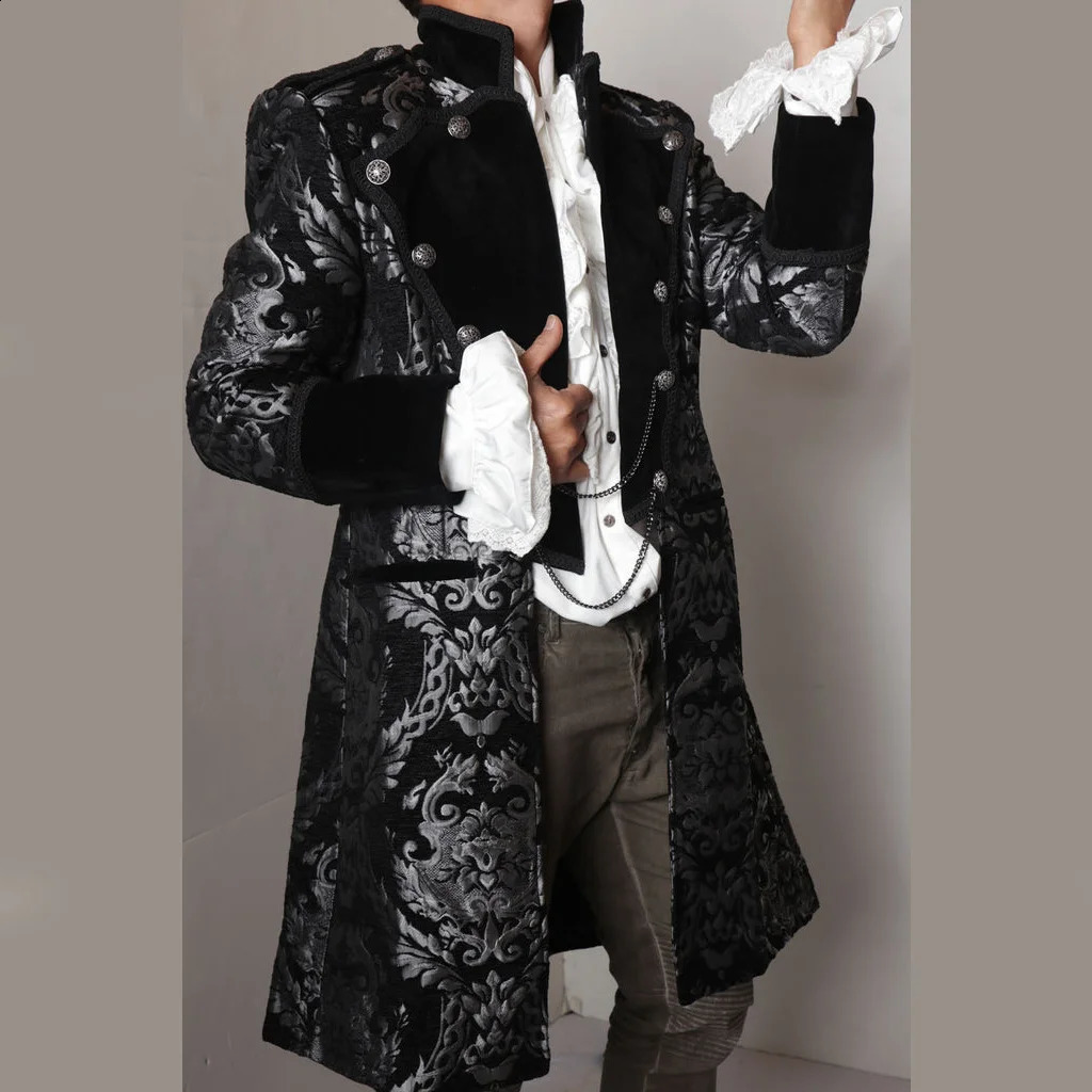 Mens Renaissance Victorian Gothic Brocadege Golden Coat Colonial Pirate Captain Helenchie Coat Gothic Costume Jacket Customization 240814