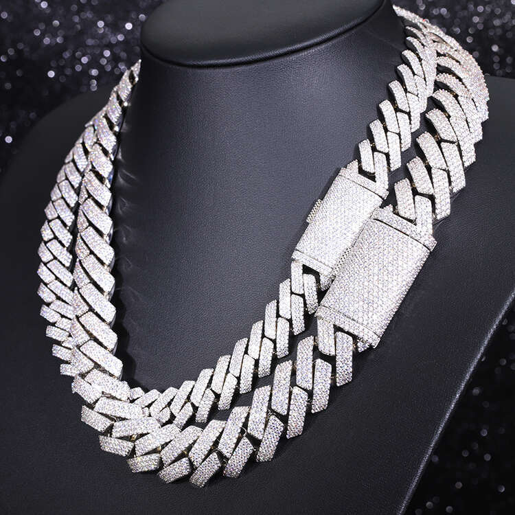 Heavy Hip Hop Necklace 20Mm 15Mm Iced Out Moissanite Dia Sier Cuban Link Chain For Men