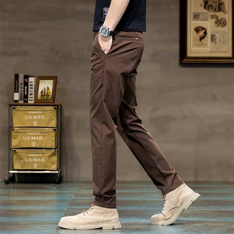2024 Spring New Casual Pants Mens 3-Color Classic Fashion Business Slimming Straight Polyester Solid Color Brand TrouserW240725
