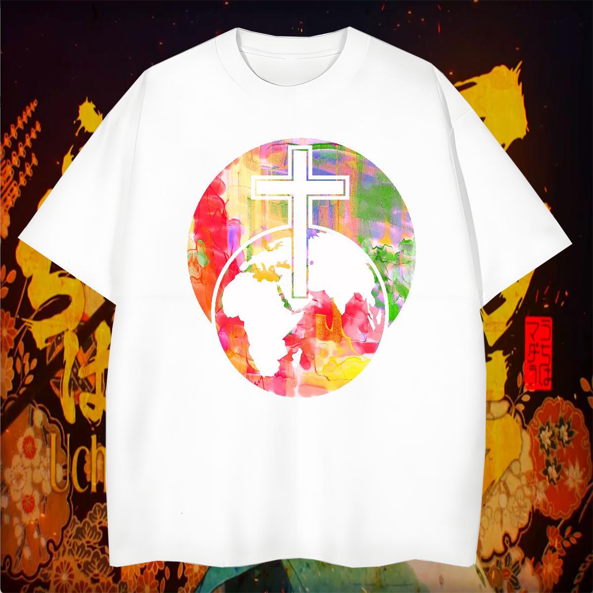 Men T Shirts 230g Cotton painting Anime Printing Street Pure Cotton White Plus Size Tshirt for Man Woman DIY Customized Classic Clothings