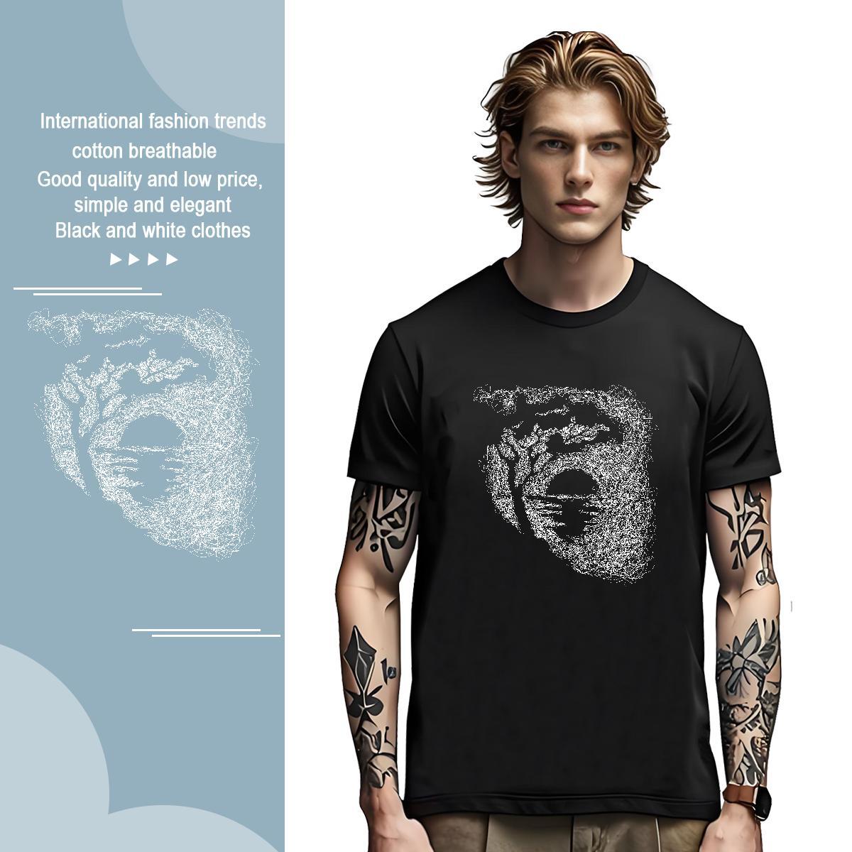 Cool Design tree Men T Shirts Summer Casual Men Tops Tees 230g Pure Cotton Fashion Designer O Neck Short Sleeves DIY Printed Top Tees