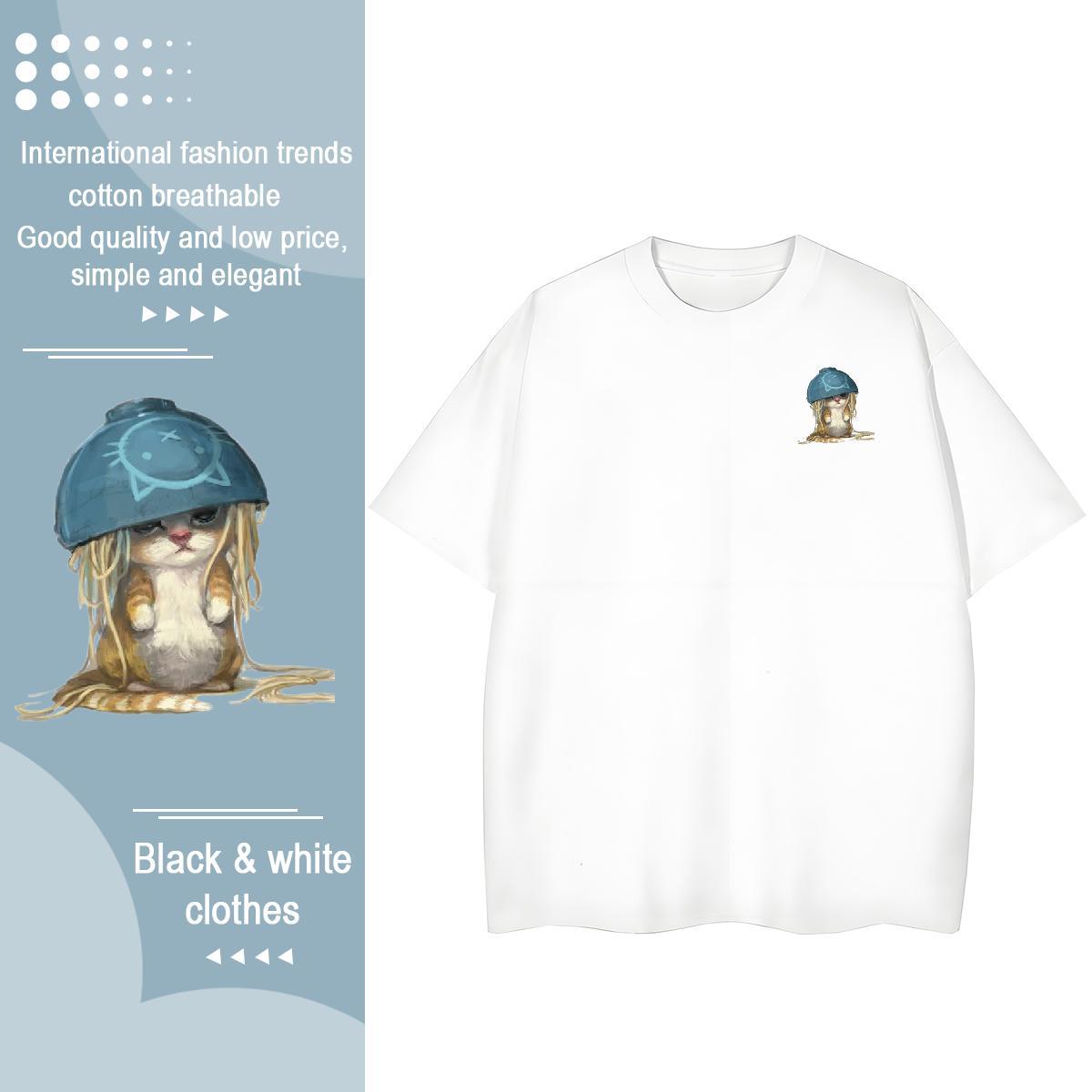 T-Shirts for Men 230g 100% Cotton cat Sport O Neck Short Sleeves Custom Anime Couples T Shirts Designer Fashion Cool Design Tops Shirt