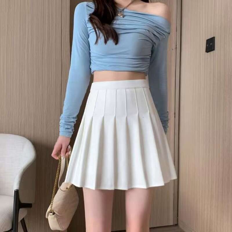 New 2024 women's high waisted pleated summer retro mini Korean tennis student leg length design dance skirt XS~3XL