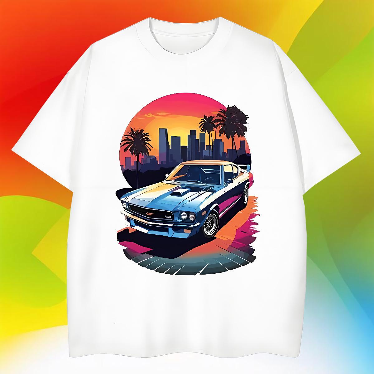 Classic Men Tshirts High Street Hip Hop 100% Cotton 230g DIY Logo Oversized Short Sleeve Soft car Man T Shirts New Arrival Tee Shirt