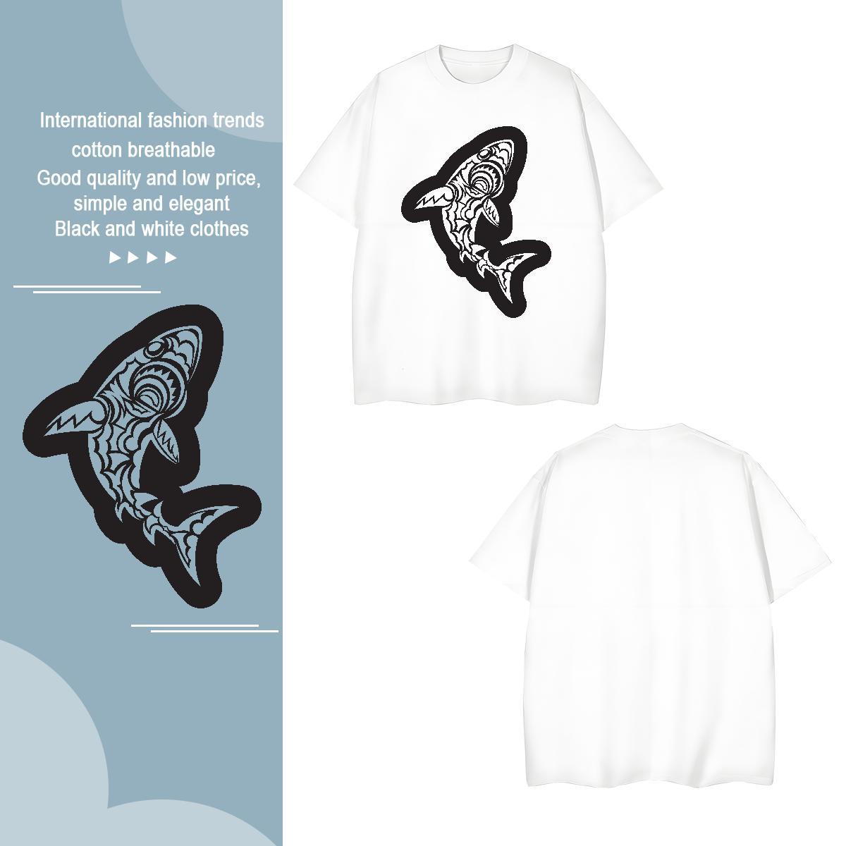 Man T Shirts 230g Pure Cotton fish Outdoor Breathable Short Sleeve Custom Print Plus Size Men Clothes T-Shirt Fashion Casual Loose Fit Tee Shirt