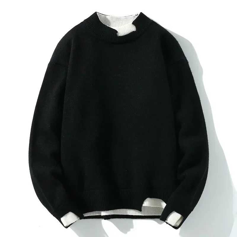 Sweaters Men Long Sleeve Solid Fashion Knitted Hip Hop Pullover Male O-Neck Knitwear Casual Couple Male Sweaters Streetwear 3XLXJ240814