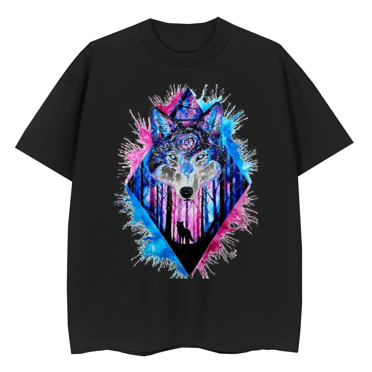 TOP Quality Men Tees Beach 230g 100% Cotton Oversized Crew Neck wolf T-Shirts Factory Direct Tshirts