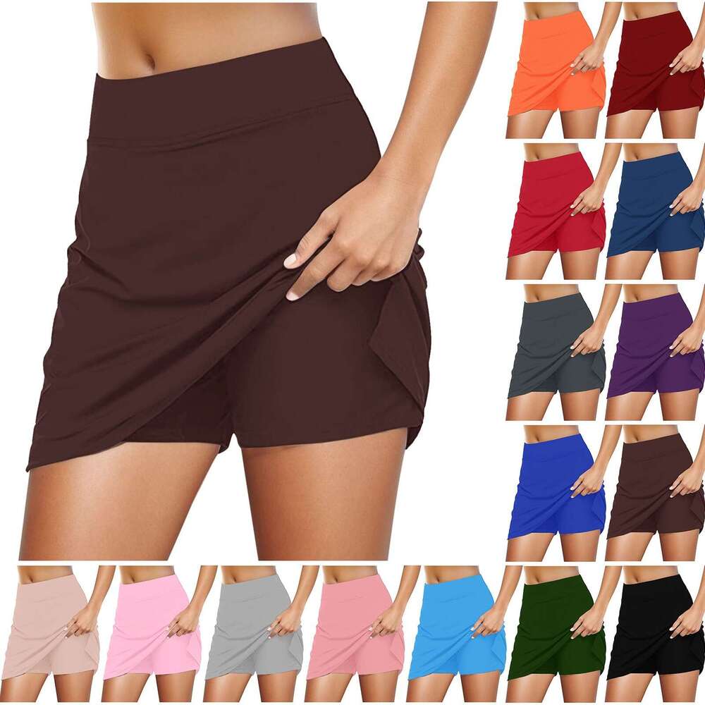 Women's Skirts Casual Solid Tennis Yoga Sport Active Skirt Elastic Waist Leisure Temperament Clothes for Women