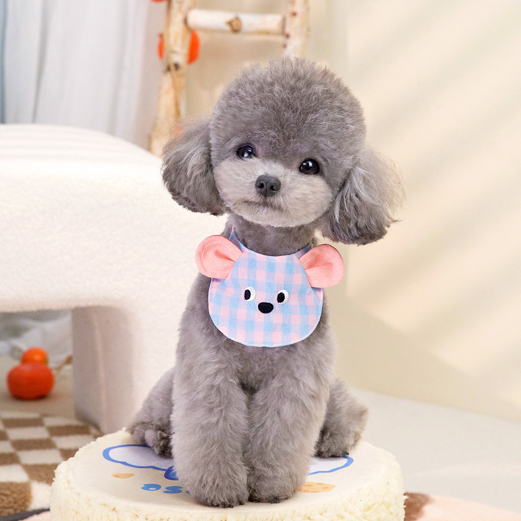 New Pet Dog Drool Towel Cat Scarf Small Dog Triangle Towel Accessories Clothing Color Check Drool Towel
