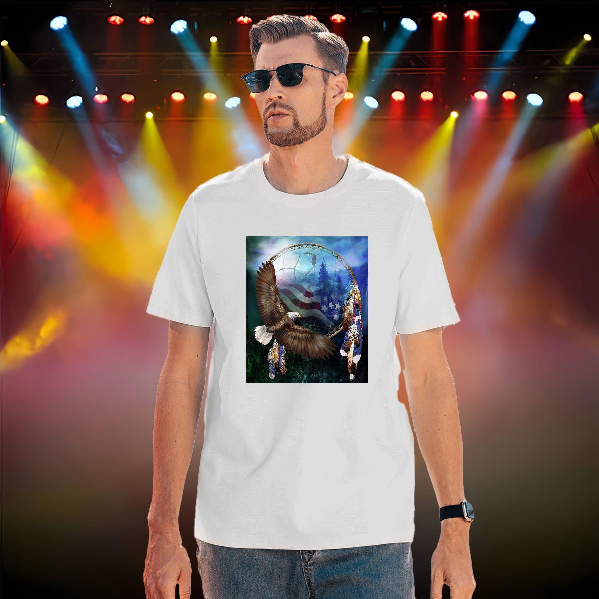 Unisex T shirt eagle Round Neck Short Sleeve Casual Daily Wear DIY Printed 230g Pure Cotton Couples T Shirts DIY Customized Polos