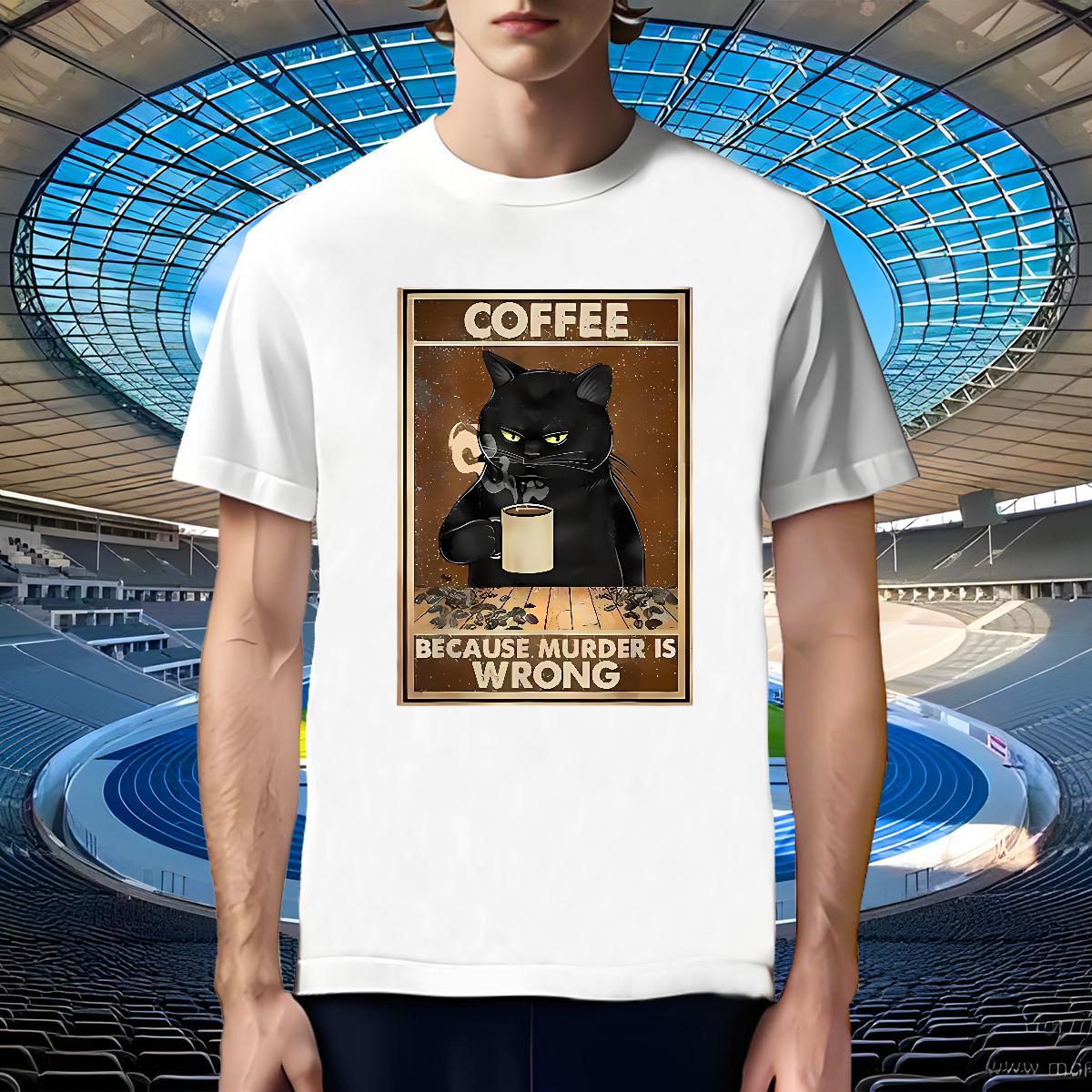 Loose T Shirt For Man cat O-Neck Short Sleeve Hip Hop Street DIY 230g Cotton Tshirts New Wear