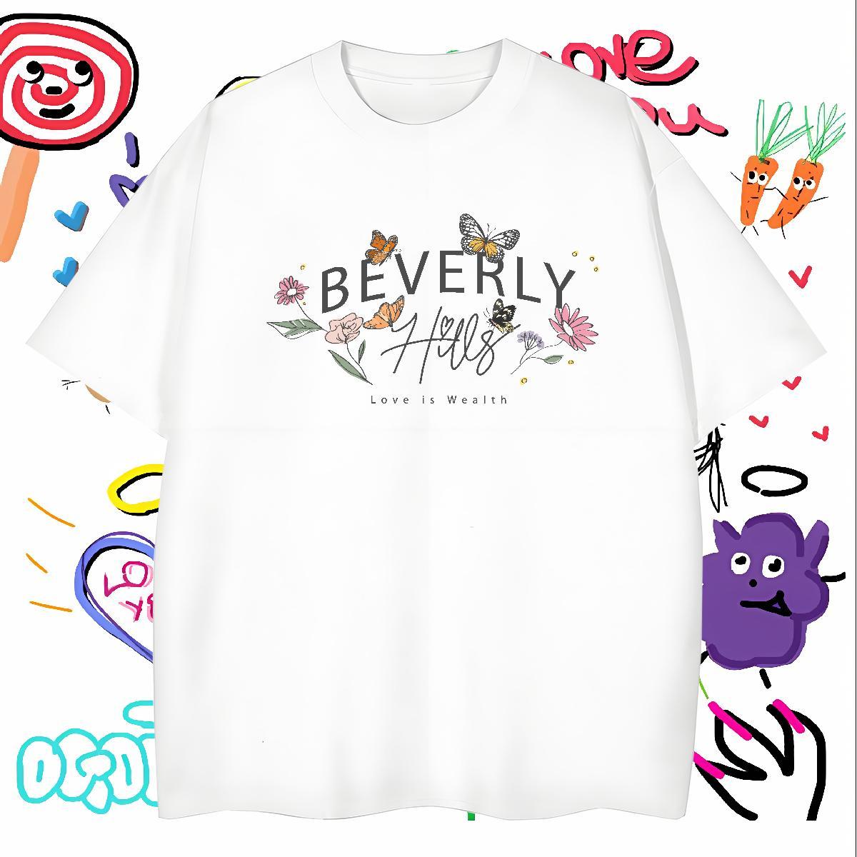 Brand T-Shirts Butterfly O-Neck Short Sleeve Street Casual DIY Logo Oversized 100% Cotton 230g Men Tees Free Shipping Tshirts