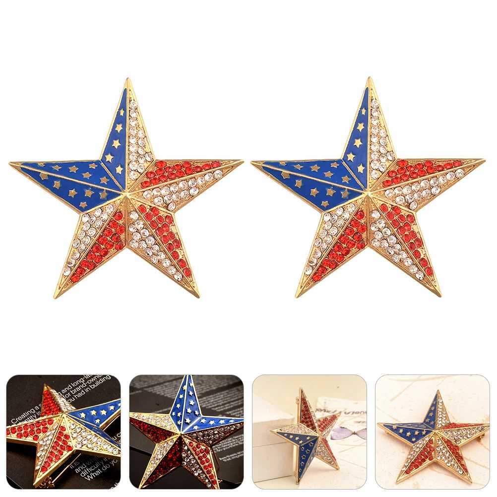2 pieces of American flag brooch creative alloy badge clothing prop decoration Rhinestone national small gift W240815