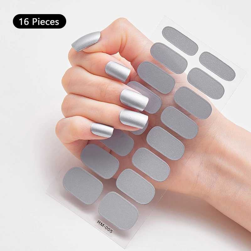 Metal Effect Red Full Cover Nail Stickers Patch Adhesive Floristic Mirror Nail Polish Strips DIY Press on Nail Art ManicureXJ240815