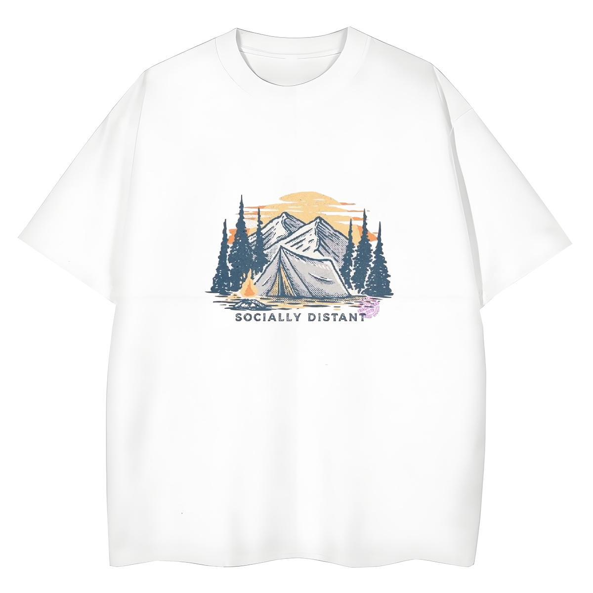 Popular Tshirt for Man Woman Casual Daily Wear 230g 100% Cotton Customized Print Breathable Crew Neck mountains T Shirt For Man Wholesale Tshirts