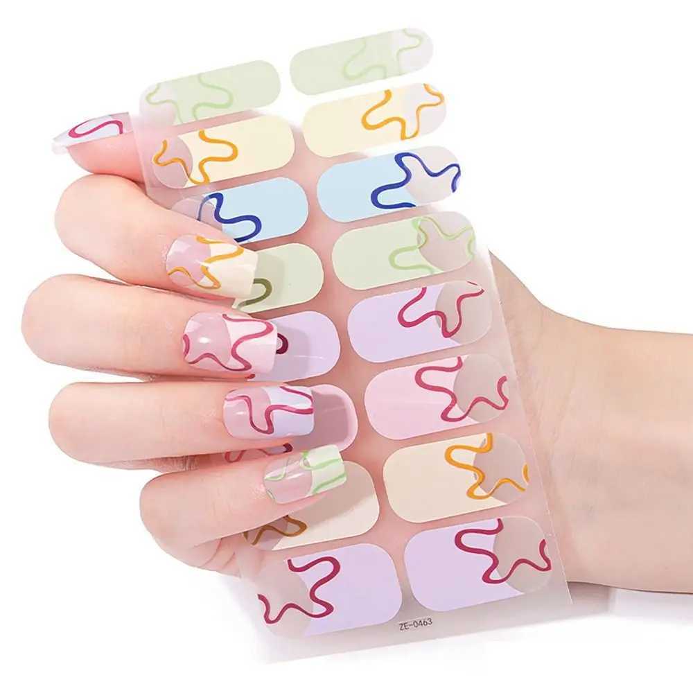 1set 16 Strips Semi Cured Gel Nail Stickers Gradient Colors French Nail Art Gel Nail Polish StripsXJ240814