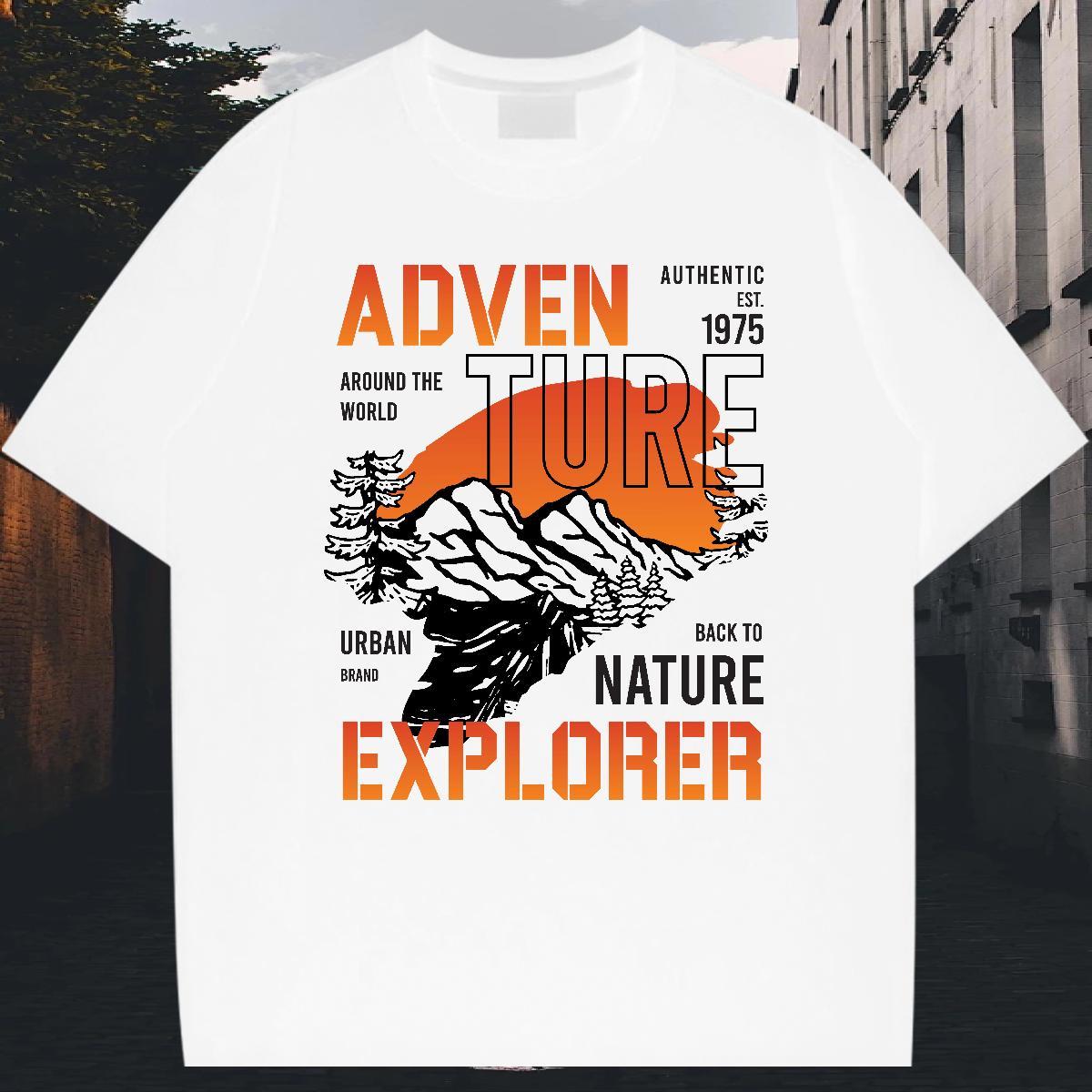 Unisex Men Tops Tees Sport 230g Pure Cotton Anime Round Neck Short Sleeve mountains Men T Shirts New Designer Clothings