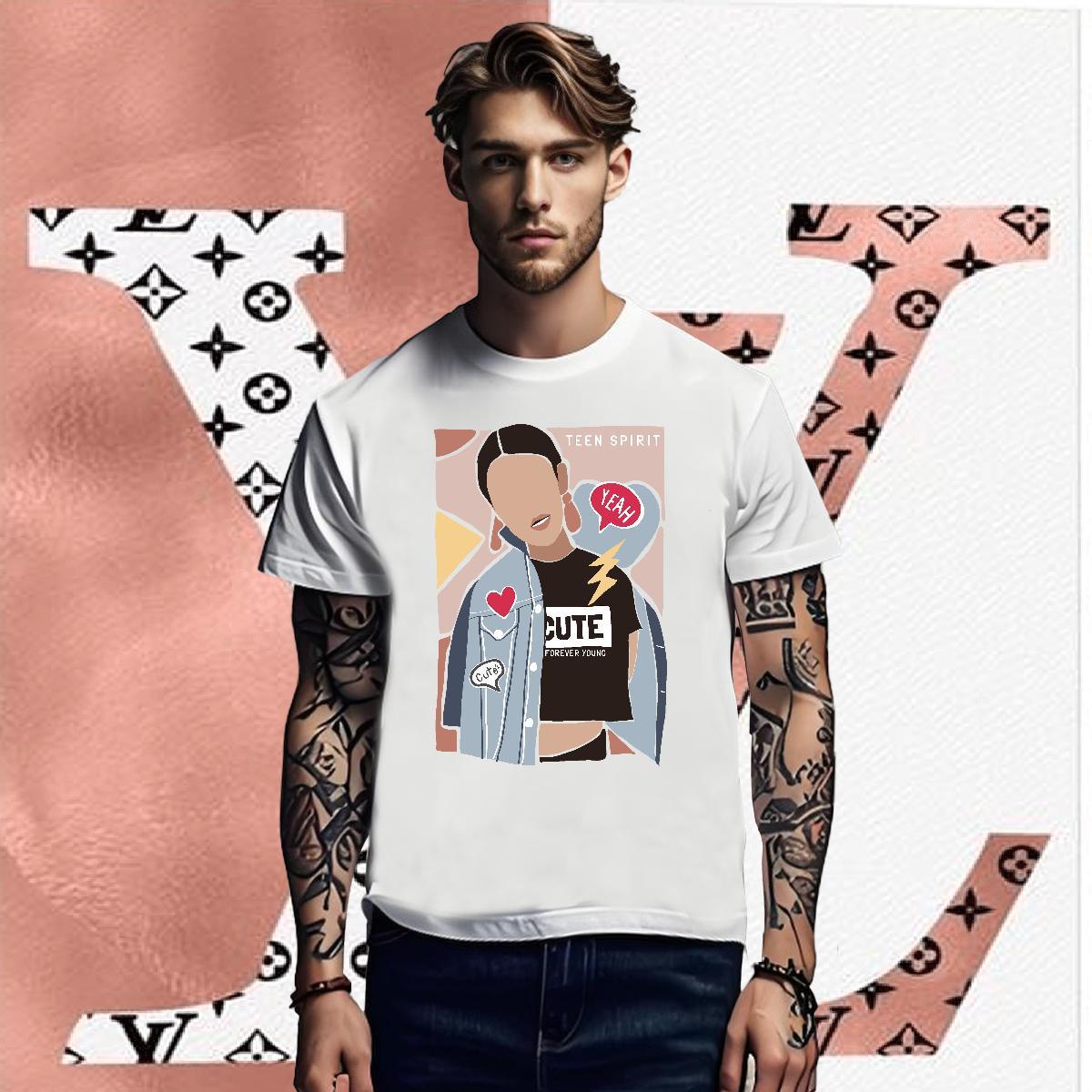 Man T Shirts 230g Cotton person Home Outdoor Breathable Crew Neck DIY Anime Tshirt for Man Woman Custom TOP Quality Tees Shirts