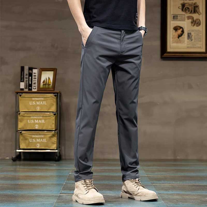 2024 Spring New Casual Pants Mens 3-Color Classic Fashion Business Slimming Straight Polyester Solid Color Brand TrouserW240725