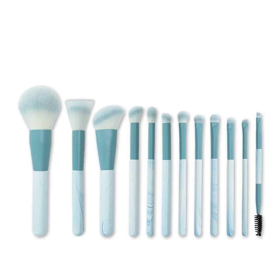 Makeup brush set 12 pieces of blue concealer brush powder blusher powder brush eye shadow basic brush cosmetics beauty tools W240814