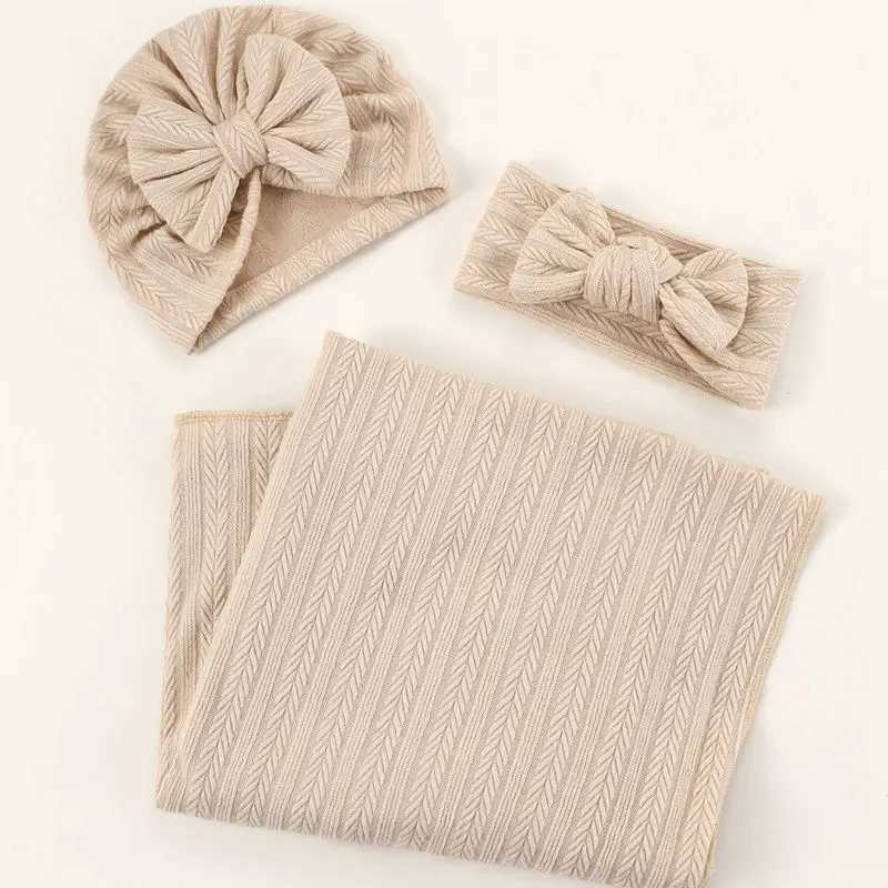 Baby blanket and hat headband set Y240815