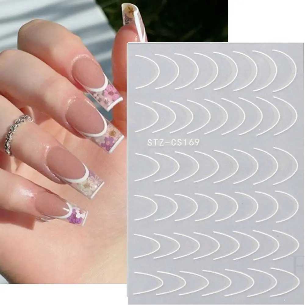 Foils French Style Nails Art Sliders Geometric Pattern Stripe Nails Decals Manicure 3D Lines Nail Sticker Nail Art DecorationXJ240814