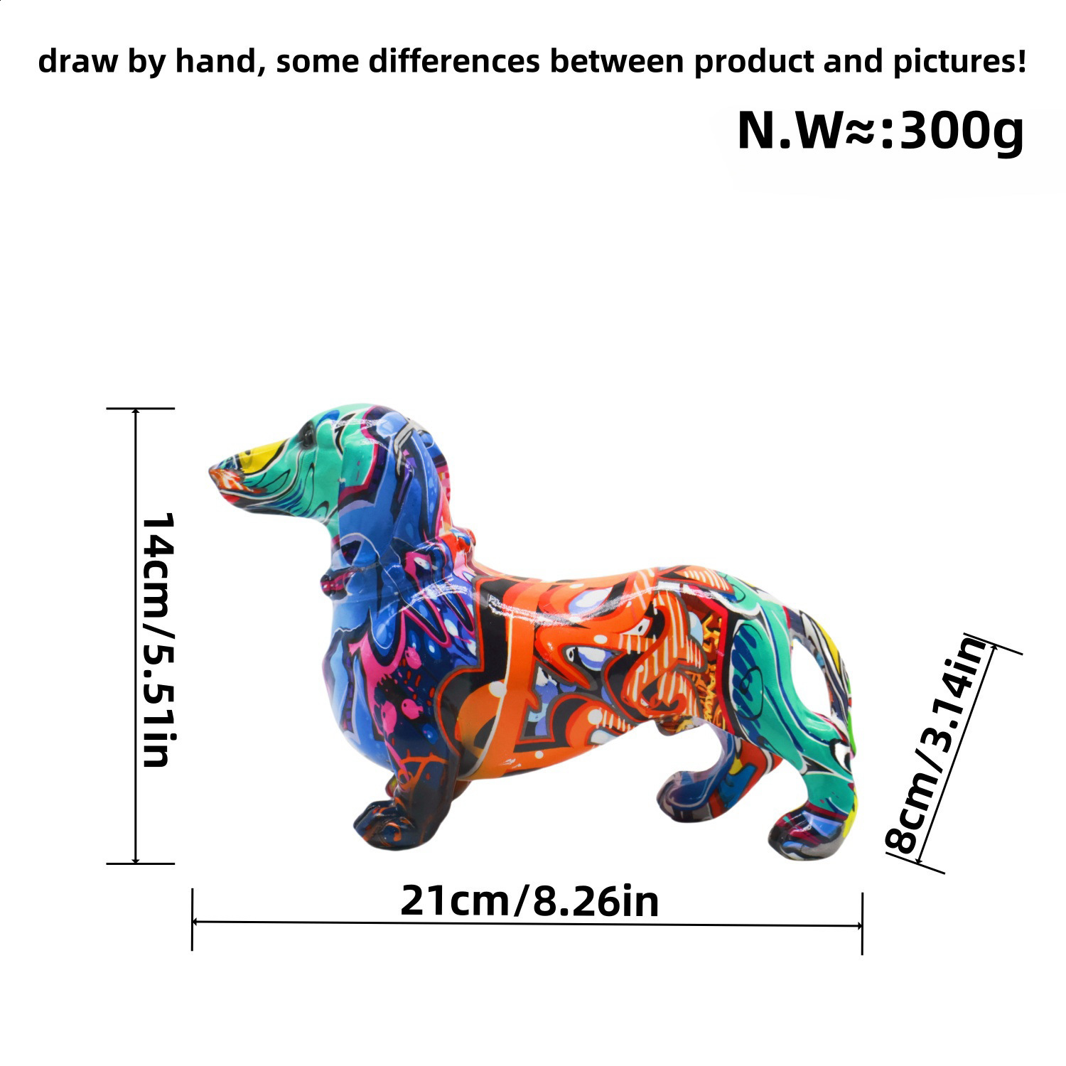 Creative Graffiti Dachshund Dog Statue Home Decor Colorful French Bulldog Sculpture Animal Figurine Living Room Desk Accessories 231227