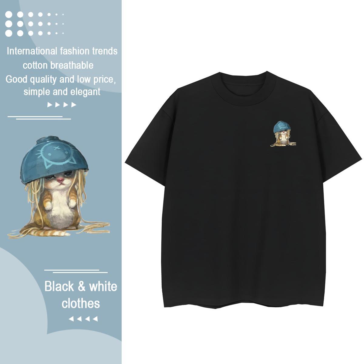 T-Shirts for Men 230g 100% Cotton cat Sport O Neck Short Sleeves Custom Anime Couples T Shirts Designer Fashion Cool Design Tops Shirt