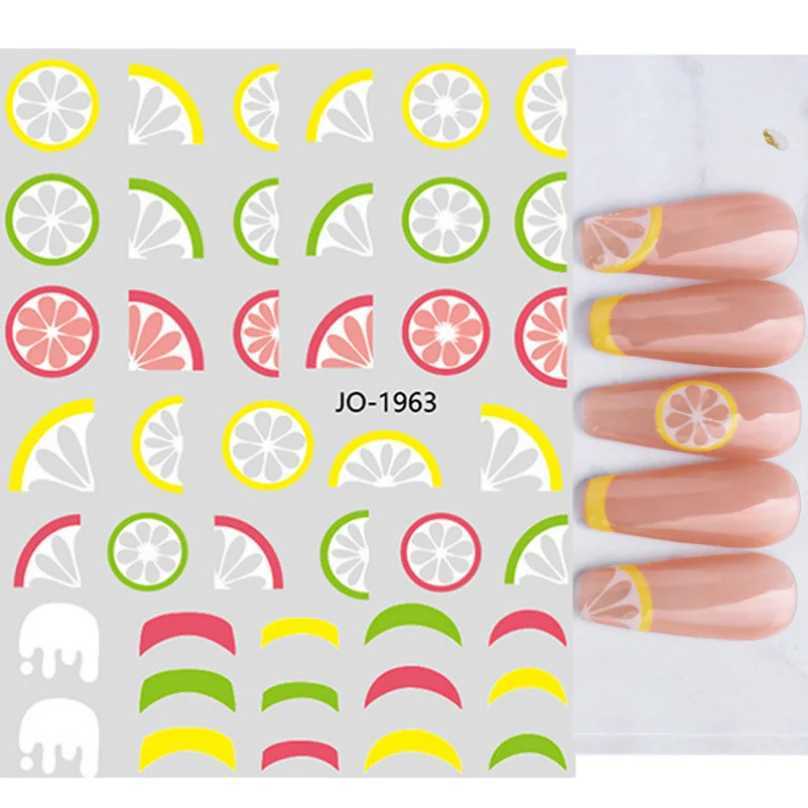 Summer Nail Art Stickers Cherry Fruit Lemon Decals Self Adhesive DIY Decals Nail Art Decoration Slider Manicure AccessoriesXJ240814