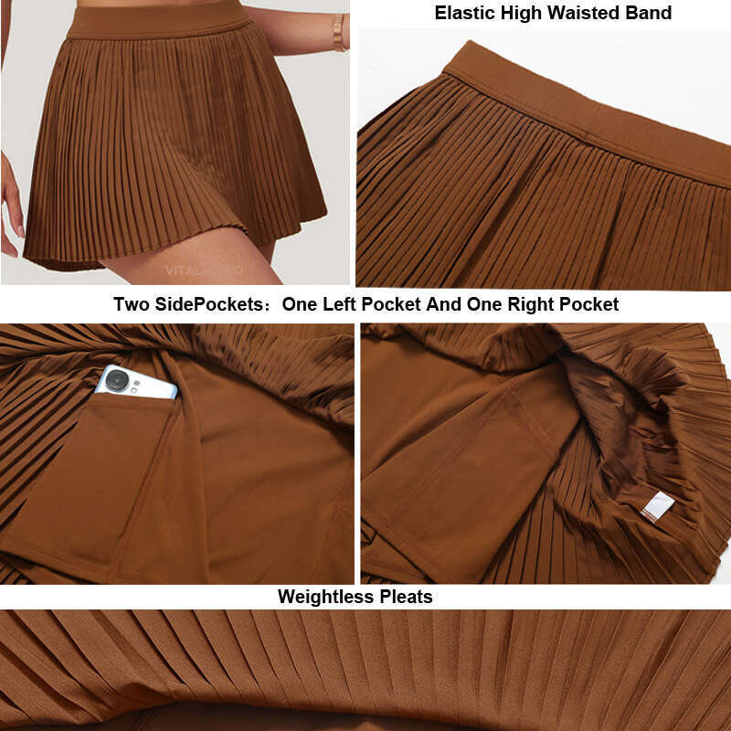 Women's VITALINOVO Tennis Golf Skirts High Waisted with Pockets Inner Shorts for Athletic Skorts Skirt Sports Running Pickleball