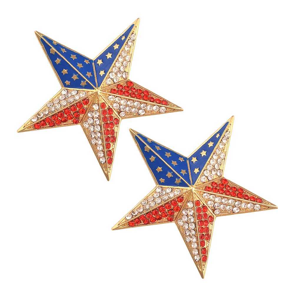 2 pieces of American flag brooch creative alloy badge clothing prop decoration Rhinestone national small gift W240815