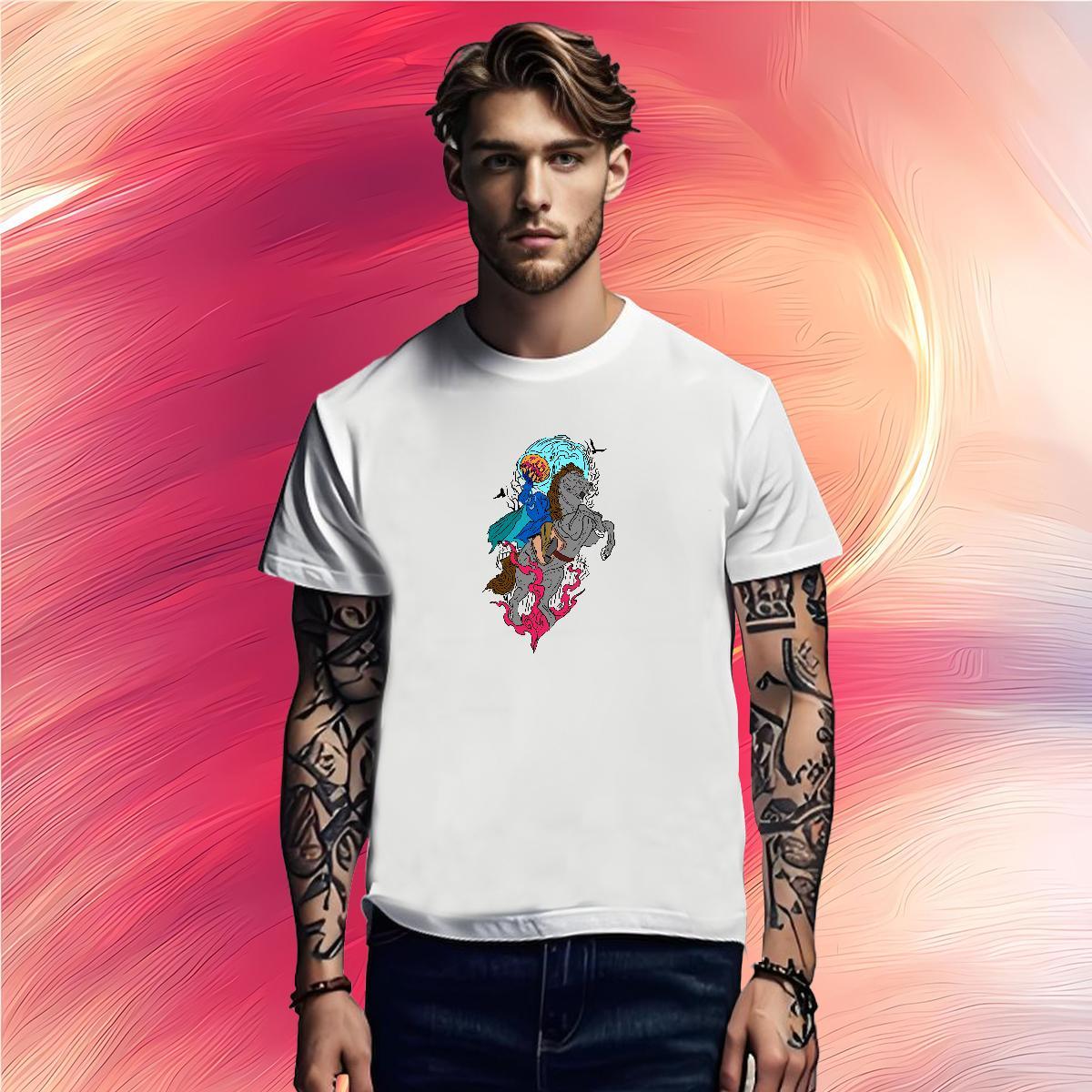 Men T Shirts 230g Pure Cotton horse Casual Daily Wear Breathable Short Sleeve Black White Men Tshirts Brand Comfortable Tops Shirt
