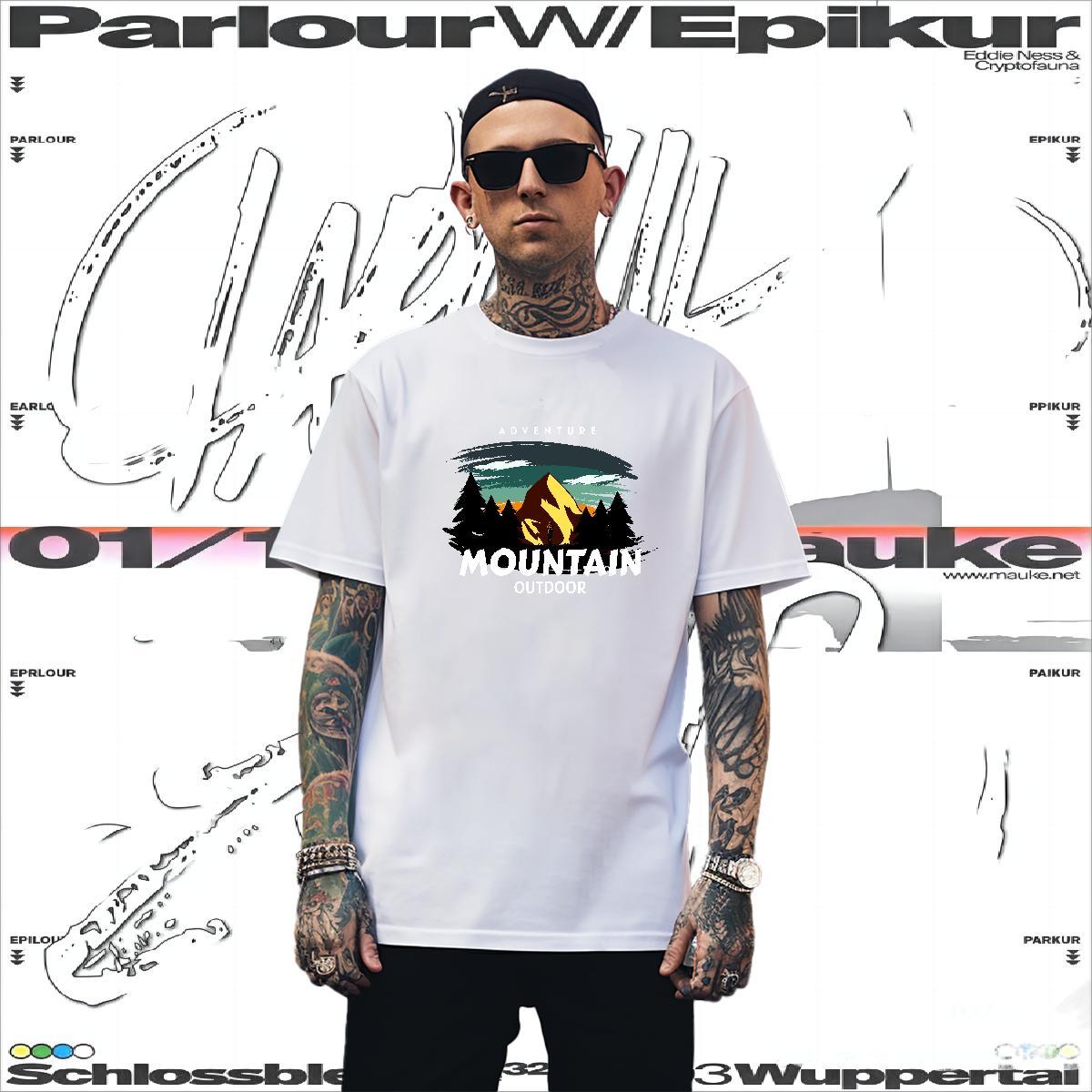 Men T Shirts 230g Pure Cotton tree Street wear Hip Hop Breathable Short Sleeve Oversized 4XL Men Tops Tees Fashion Designer Loose Fit Clothings
