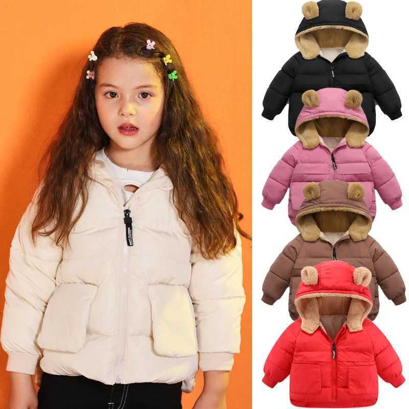 2024 Autumn Winter Preschool Clothing Baby Boys and Girls Hooded Cashmere Down Jacket Casual Warm Coat Childrens Clothing W240814