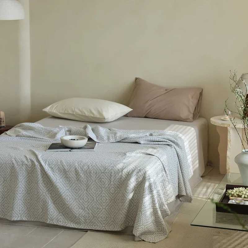 1pc Pure Cotton Blanket Single Size Bedsheet Soft Nap Blanket Home Decor Plaid Sofa Towel 200x230 Bedspread manta Y240815
