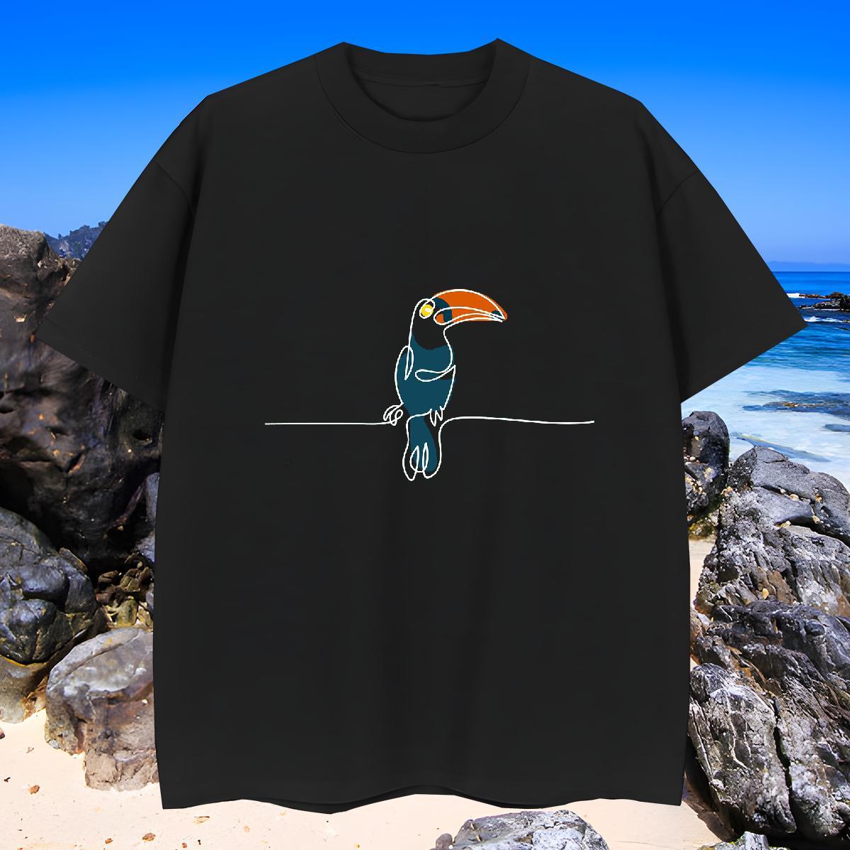 Unisex Men T Shirts bird Short Sleeve O-Neck Casual Daily Wear Oversized 4XL 100% Cotton 230g Mens Tshirts DIY Customized Tee Shirt