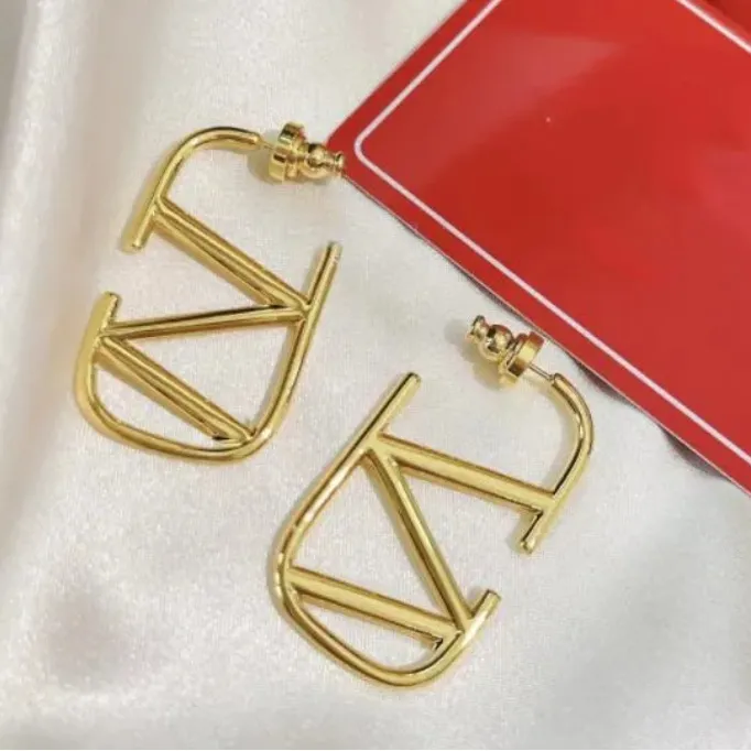 Fashion Designer gold hoop earrings for women lovers couple gift ladies weddings gifts jewelry with box