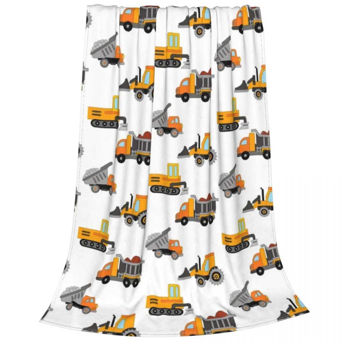 Cute Construction Machinery Fleece Throw Blanket vehicles tractor Child Blankets for Home Car Soft Bedroom Quilt Y240815