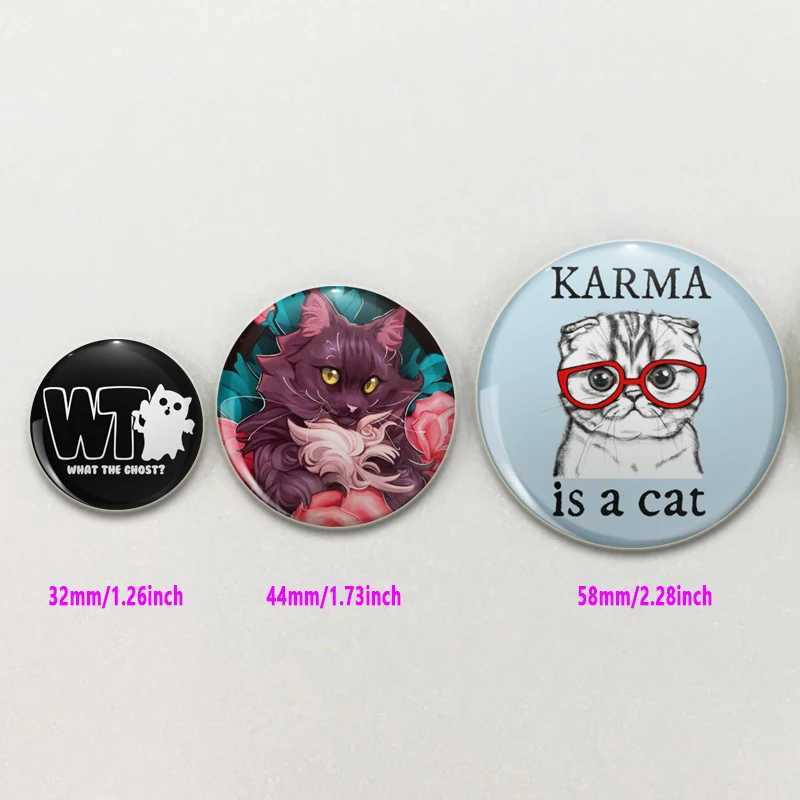 Interesting cartoon hand drawn cat badge half face cat pin tinplate brooch backpack clothing handmade gift accessories W240815