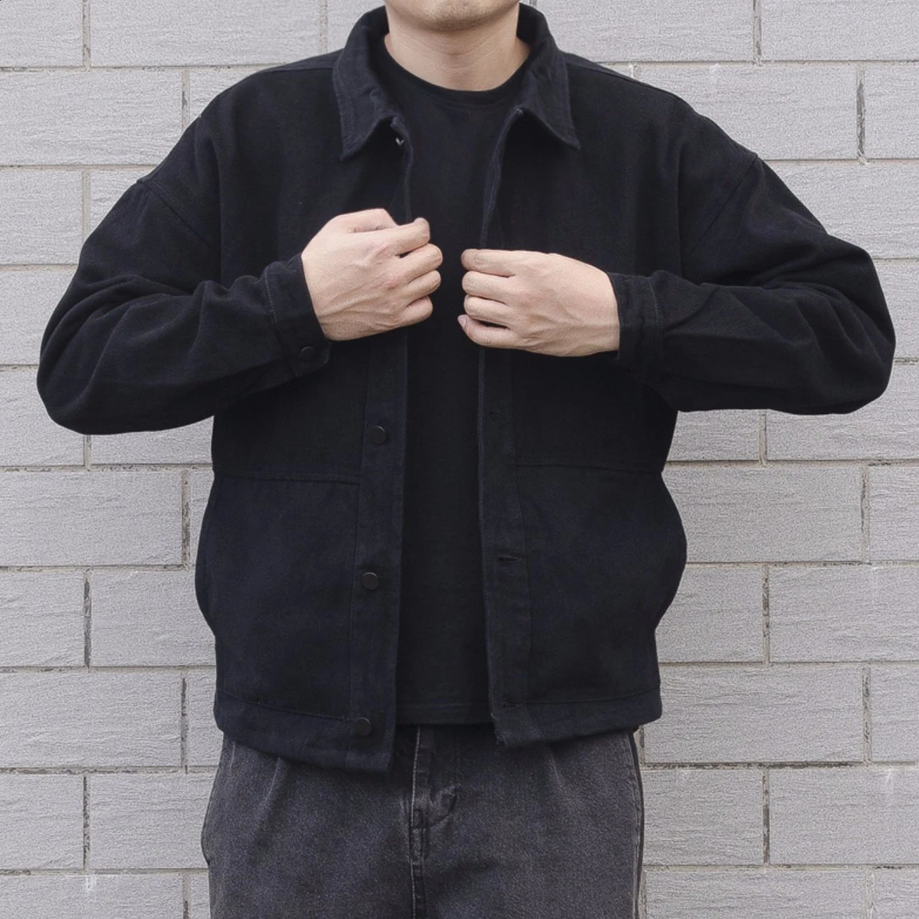 Simple Denim Jackets Men Black Classic All-match Vintage Males Large Size Outwear Comfort S-4XL Daily Unisex 240814