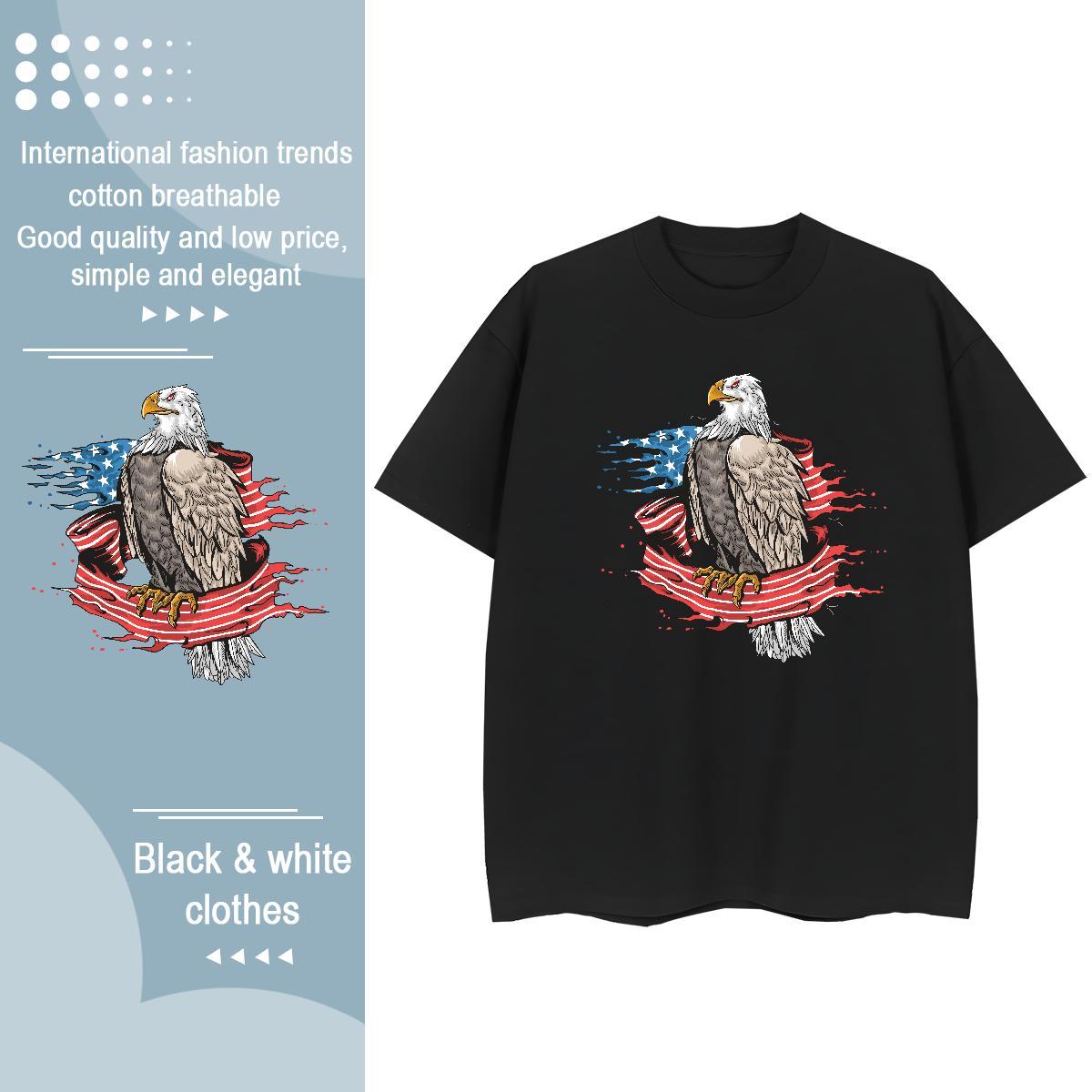 Free Shipping T-Shirts eagle Breathable Short Sleeve Casual Beach Custom Print Oversized 230g 100% Cotton Men Tshirts Fashion Casual Clothings