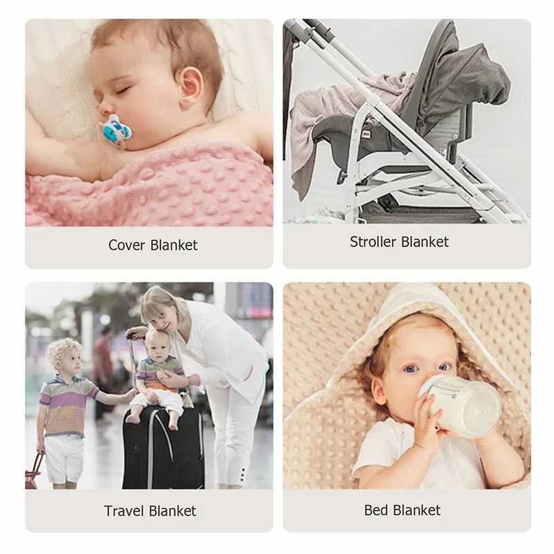 75*120CM Autumn Baby Blanket Warm Double Layer Swaddle Wrap Newborn Thermal Soft Fleece Bath Towel Baby Stroller Blanket Y240815